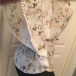 Excuse Me Miss batwing sheer floral blouse
